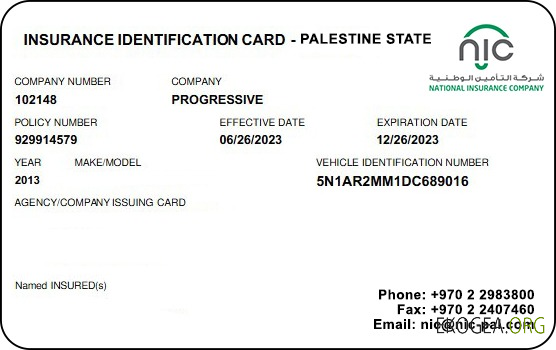 Carte d’assurance maladie de l’État palestinien